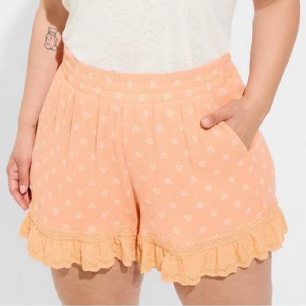 Torrid 5 Inch Pull-On Washable Gauze Smocked Ruffle Short
